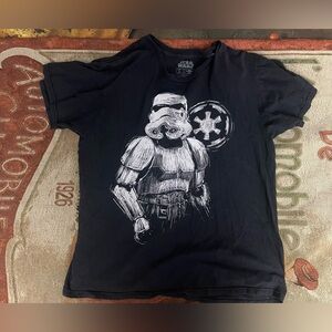 Star Wars Storm Trooper Empire Logo Graphic Line Drawing T-shirt Size Adult Lg